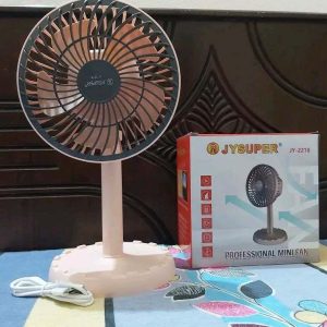 JY SUPER JY-2218 Professional Mini Fan: 👉ব্র্যান্ড: JY Super 👉পণ্যের ধরন: মিনি টেবিল ফ্যান 👉মডেল: JY 2218 👉ফ্যান অ্যাঙ্গেল: আপ অ্যান্ড ডাউন 👉ম্যাটেরিয়াল: এবিএস প্লাস্টিক 👉কেবল: ইউএসবি 👉গতি: নিম্ন/ মধ্য/ উচ্চ 👉চার্জিং সময়: ৪-৭ ঘন্টা 👉চার্জার প্রায়: ৬০ ডিগ্রী 👉আকার: ১২.৫” ইঞ্চি 👉ব্যাটারি পাওয়ার: 4000 mAh 👉ব্যাটারি ক্ষমতা: 4000Ah লিথিয়াম Call for order: 01515209242